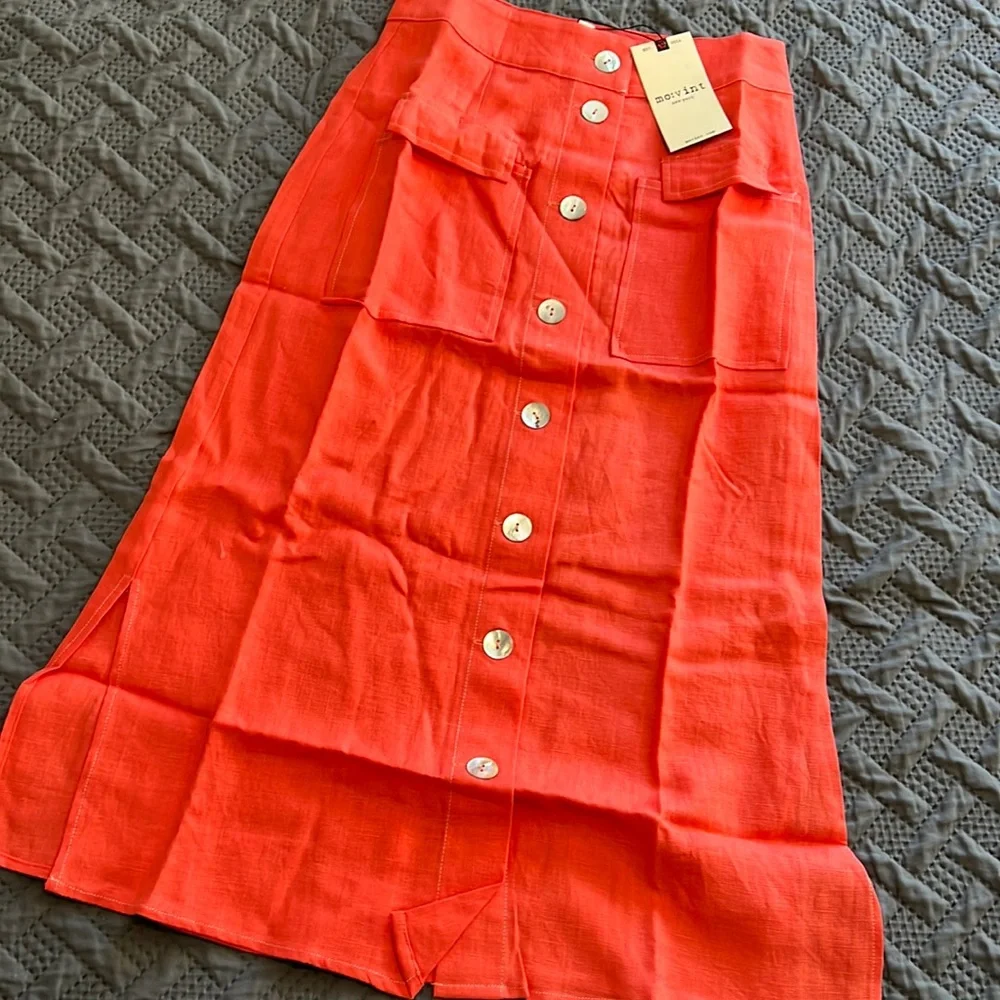 NWT Movint : Orange Linen Skirt - XS - Picture 1 of 10